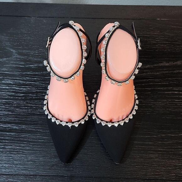 BRAND NEW TOP MODA POINTED TOE JEWEL STUDDED ANKLE STRAP CLOSURE SANDAL - Picture 3 of 16